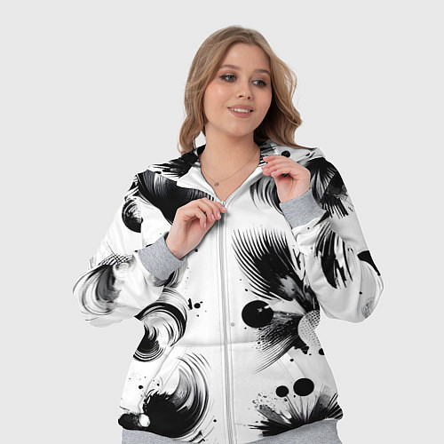 Женский костюм Чёрно-белая абстракция нейроарт / 3D-Меланж – фото 3