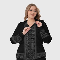 Женский 3D-костюм Серебряный узор на черном - вышиванка рубаха, цвет: 3D-черный — фото 2