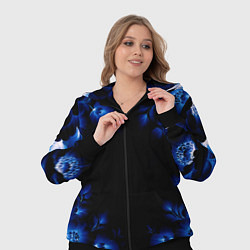 Женский 3D-костюм Чёрный ночной с синими цветами, цвет: 3D-черный — фото 2