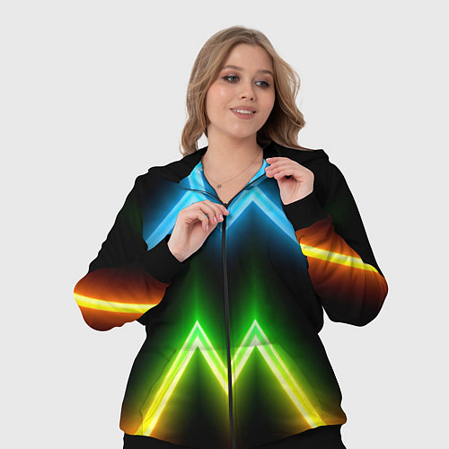 Женский костюм Neon multicolored lines / 3D-Черный – фото 3