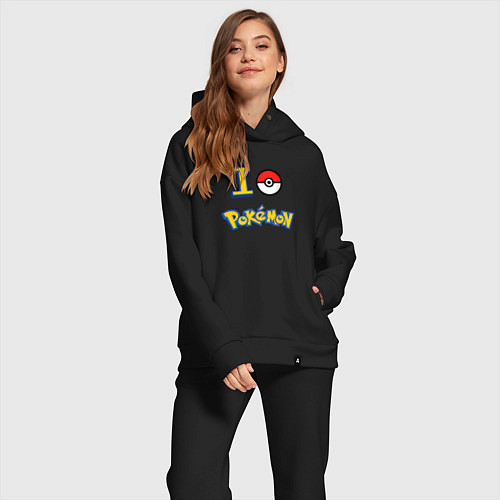 Женский костюм оверсайз Покемон I love pokemon / Черный – фото 2