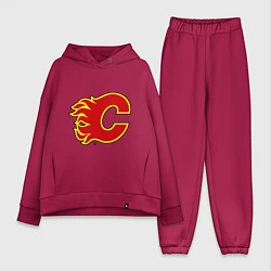 Женский костюм оверсайз Calgary Flames, цвет: маджента