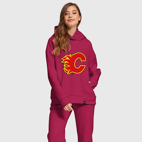 Женский костюм оверсайз Calgary Flames / Маджента – фото 2