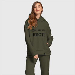 Женский костюм оверсайз You are an idiot!, цвет: хаки — фото 2