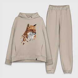 Женский костюм оверсайз Полигональный лис, цвет: миндальный