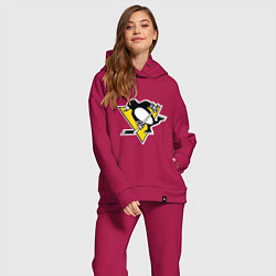 Женский костюм оверсайз Pittsburgh Penguins, цвет: маджента — фото 2
