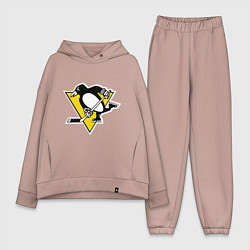 Женский костюм оверсайз Pittsburgh Penguins, цвет: пыльно-розовый