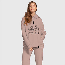 Женский костюм оверсайз I love cycling, цвет: пыльно-розовый — фото 2