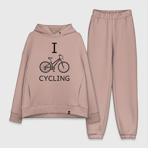 Женский костюм оверсайз I love cycling / Пыльно-розовый – фото 1