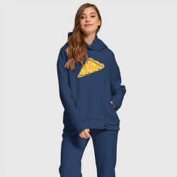 Женский костюм оверсайз Bitcoin Pizza, цвет: тёмно-синий — фото 2