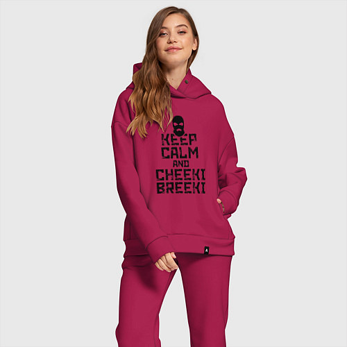 Женский костюм оверсайз Keep Calm & Cheeki Breeki / Маджента – фото 2