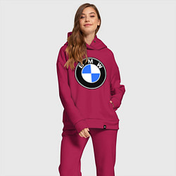 Женский костюм оверсайз Logo BMW, цвет: маджента — фото 2