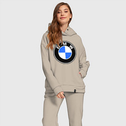 Женский костюм оверсайз Logo BMW, цвет: миндальный — фото 2
