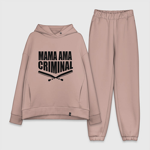 Женский костюм оверсайз Mama ama criminal / Пыльно-розовый – фото 1