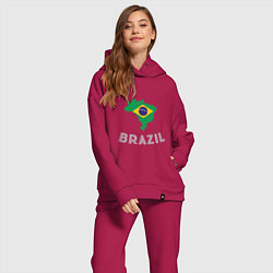 Женский костюм оверсайз Brazil Country, цвет: маджента — фото 2