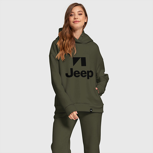 Женский костюм оверсайз Jeep logo / Хаки – фото 2