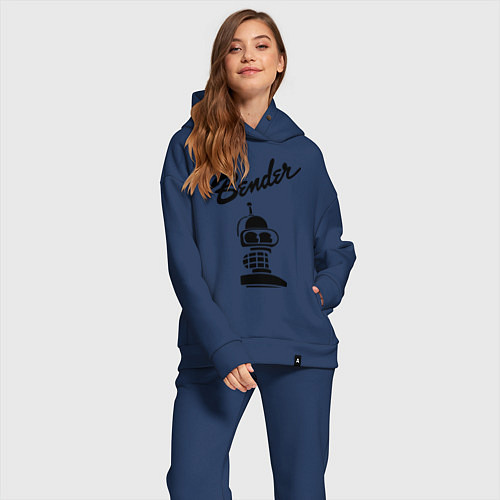 Женский костюм оверсайз Bender monochrome / Тёмно-синий – фото 2