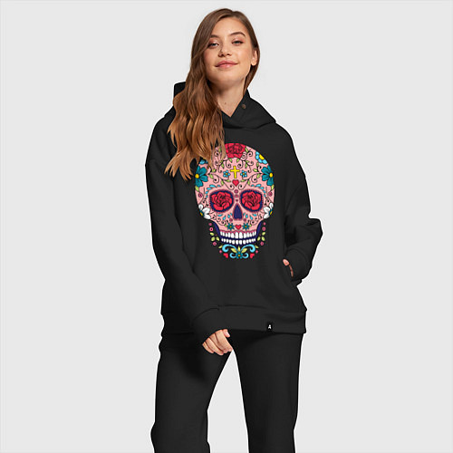 Женский костюм оверсайз Oldschool skull / Черный – фото 2