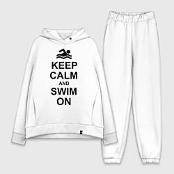 Женский костюм оверсайз Keep Calm & Swim On, цвет: белый