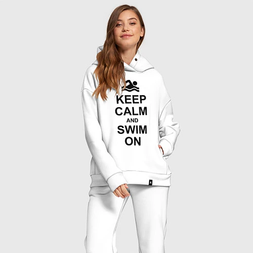 Женский костюм оверсайз Keep Calm & Swim On / Белый – фото 2