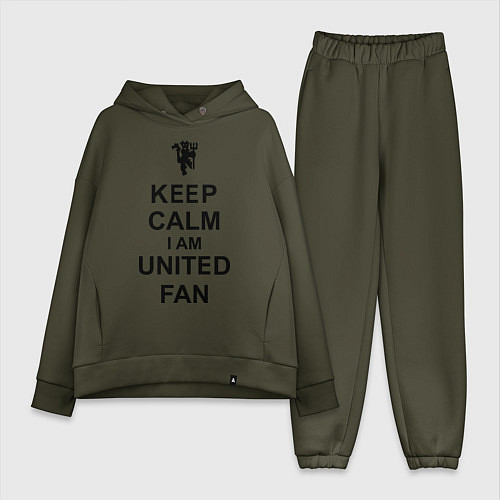 Женский костюм оверсайз Keep Calm & United fan / Хаки – фото 1