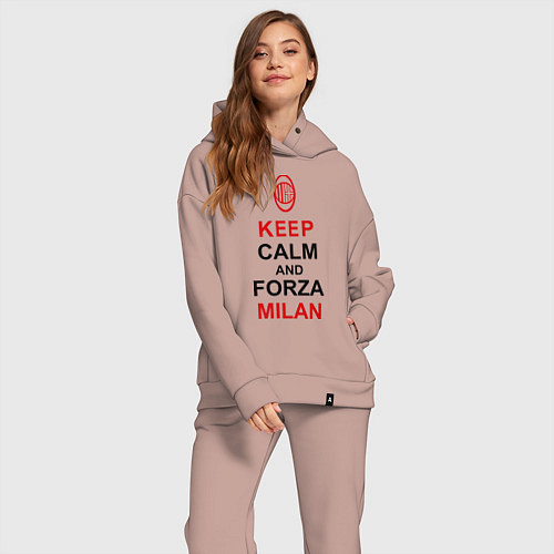 Женский костюм оверсайз Keep Calm & Forza Milan / Пыльно-розовый – фото 2