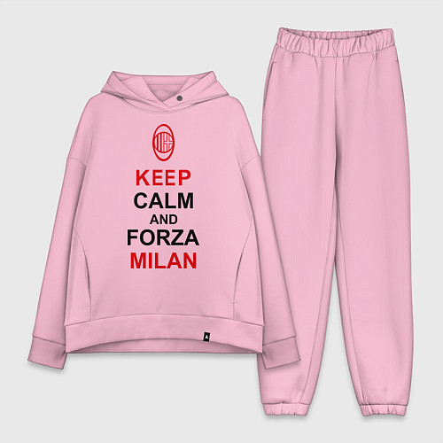 Женский костюм оверсайз Keep Calm & Forza Milan / Светло-розовый – фото 1