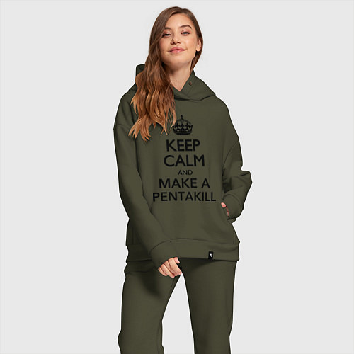 Женский костюм оверсайз Keep Calm & Make A Pentakill / Хаки – фото 2