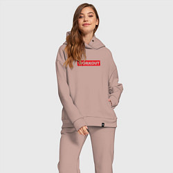 Женский костюм оверсайз Obey workout, цвет: пыльно-розовый — фото 2