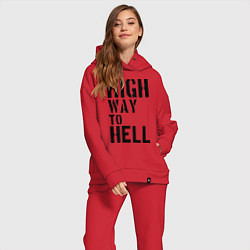 Женский костюм оверсайз High way to hell, цвет: красный — фото 2