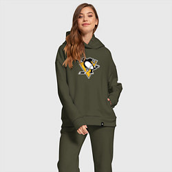 Женский костюм оверсайз Pittsburgh Penguins: Evgeni Malkin, цвет: хаки — фото 2