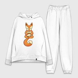 Женский костюм оверсайз Лисенок занимается йогой, цвет: белый