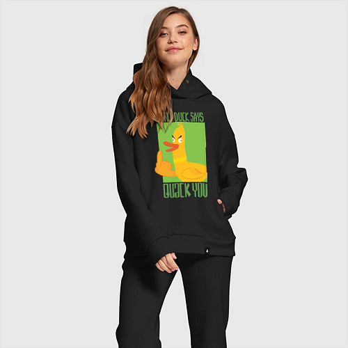 Женский костюм оверсайз Quack you - утка / Черный – фото 2