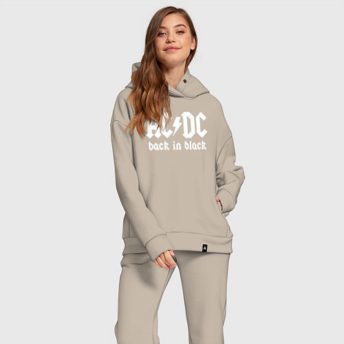 Женский костюм оверсайз ACDC BACK IN BLACK / Миндальный – фото 2
