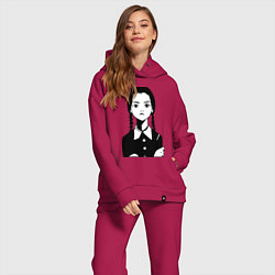 Женский костюм оверсайз Wednesday Addams, цвет: маджента — фото 2