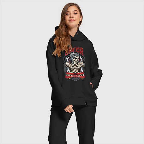 Женский костюм оверсайз Cool biker Skull / Черный – фото 2