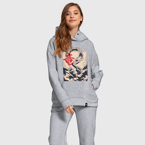 Женский костюм оверсайз Дракон / Меланж – фото 2