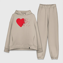 Женский костюм оверсайз Сердце, цвет: миндальный