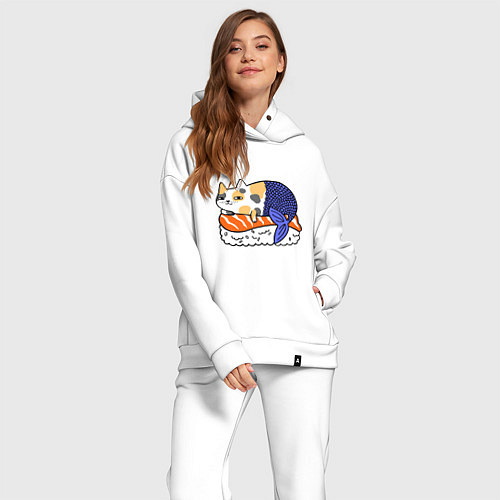 Женский костюм оверсайз Sushi Cat / Белый – фото 2