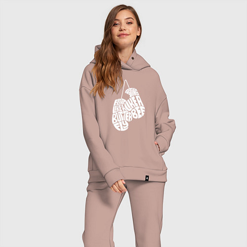 Женский костюм оверсайз Float like a butterfly / Пыльно-розовый – фото 2