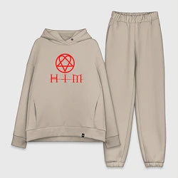 Женский костюм оверсайз HIM LOGO RED, цвет: миндальный