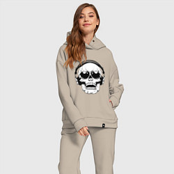 Женский костюм оверсайз Skull Music lover, цвет: миндальный — фото 2