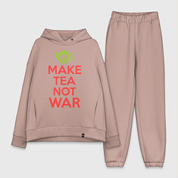 Женский костюм оверсайз Make tea not war, цвет: пыльно-розовый