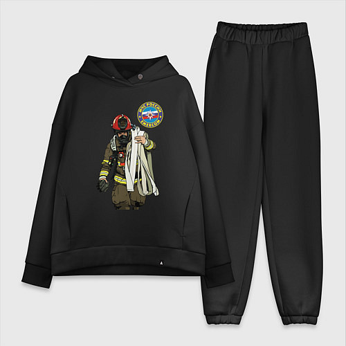 Женский костюм оверсайз Спасатель МЧС / Черный – фото 1