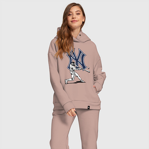 Женский костюм оверсайз New York Yankees - baseball team / Пыльно-розовый – фото 2
