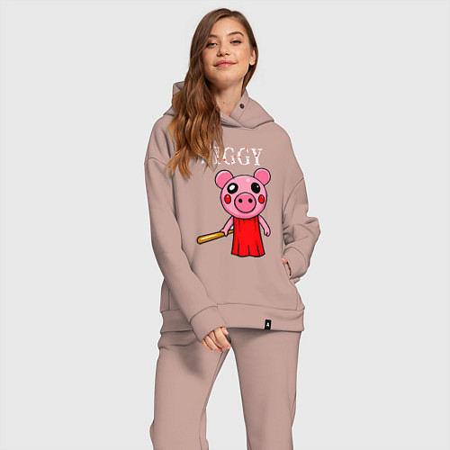 Женский костюм оверсайз ROBLOX PIGGY / Пыльно-розовый – фото 2