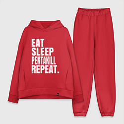 Женский костюм оверсайз EAT SLEEP PENTAKILL REPEAT, цвет: красный