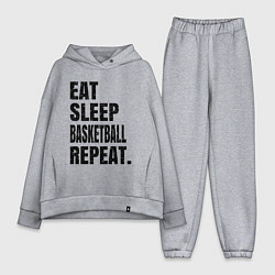 Женский костюм оверсайз EAT SLEEP BASKETBALL REPEAT, цвет: меланж