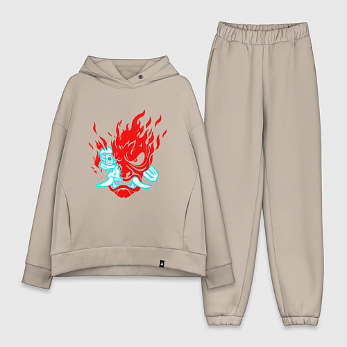 Женский костюм оверсайз Cyberpunk neon samurai / Миндальный – фото 1