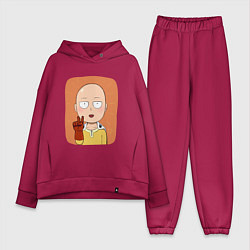 Женский костюм оверсайз Сайтама One Punch Man, цвет: маджента